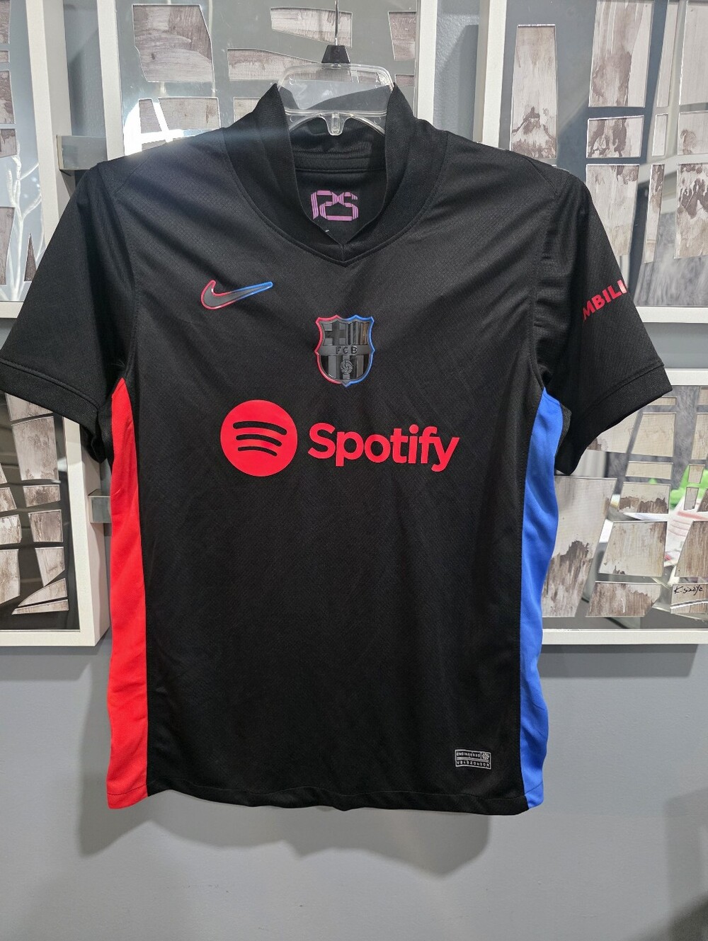 Nike FC Barcelona Black Spotify Men's Short-Sleeve Jersey. Medium